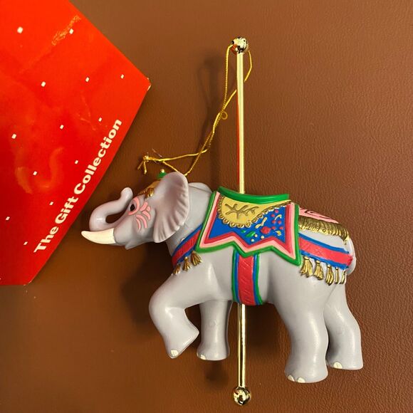Vtg AVON Carousel Christmas Ornaments Exotic Tiger Regal Elephant Circus w/Boxes - Picture 2 of 8